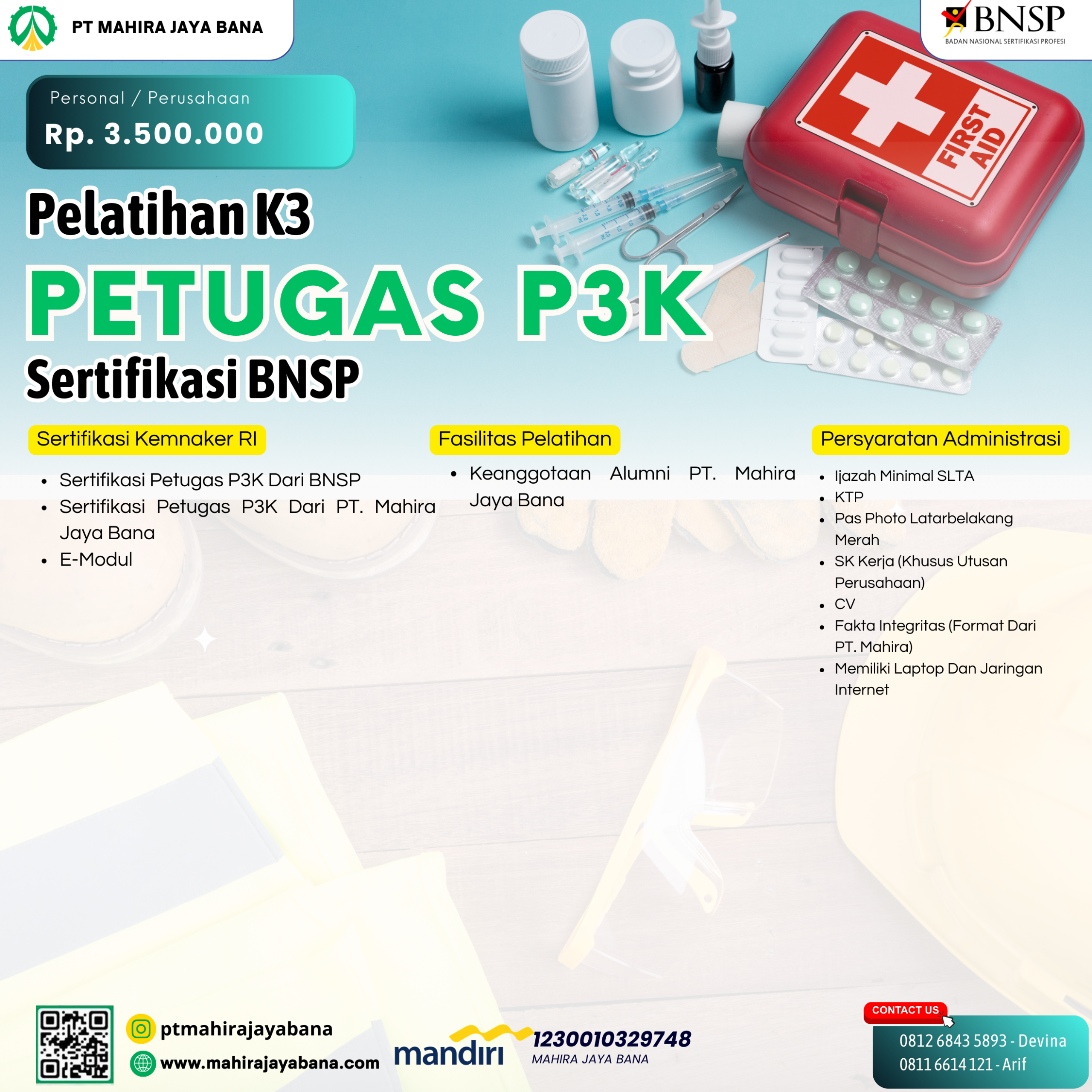 Read more about the article P3K Sertifikasi BNSP